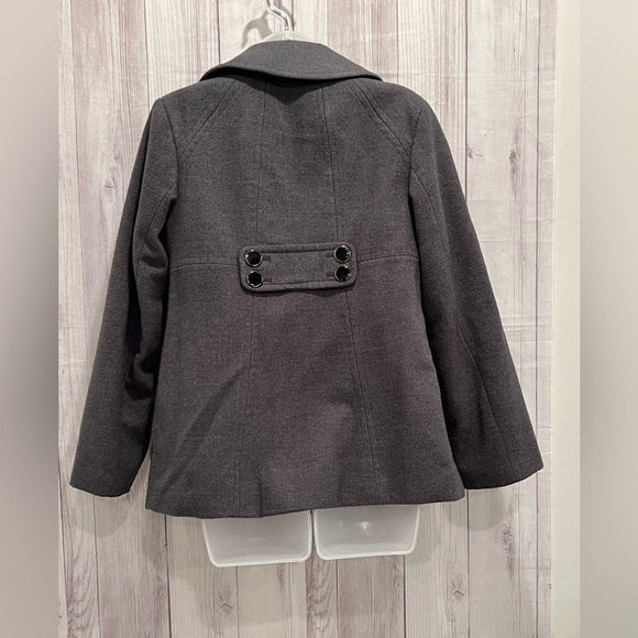 Style & Co Gray Double-Breasted Pea Coat with Notched Lapel/size SP - Picture 6 of 8